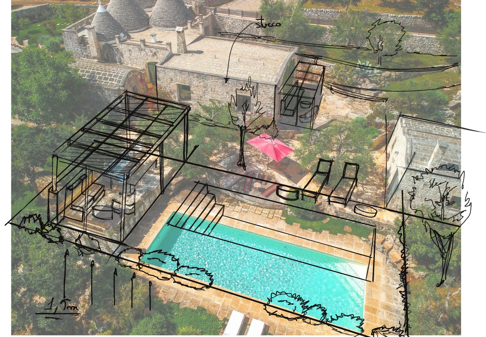 Site plan — CAD sketch over aerial reference